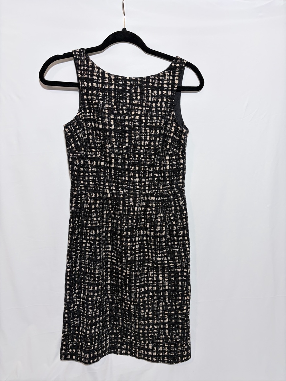 Women’s Michael Kors black white geometric tweed knee length dress size 2